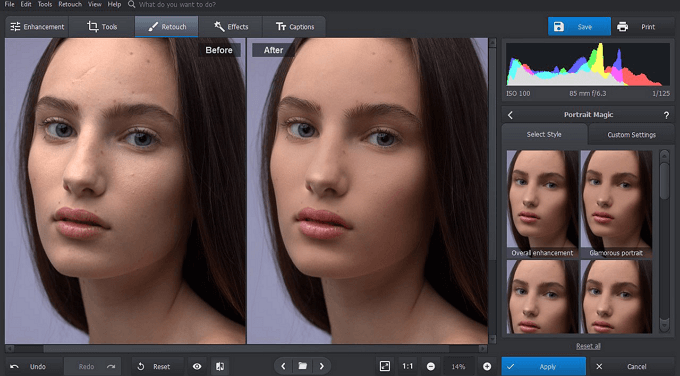 Apply retouch tools