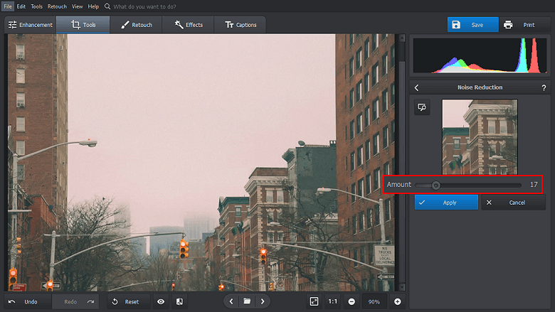 Remove the noise with a slider drag