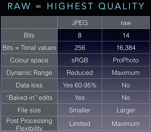 Comparing JPEG and RAW
