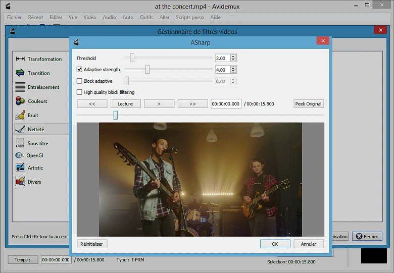 Améliorez la qualité de votre vidéo avec Avidemux grâce aux nombreux filtres