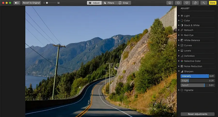 Utilisez l'application Photos pour améliorer la netteté des images sur Mac