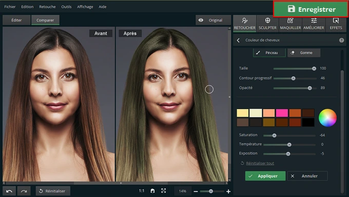 Enregistrez votre photo avec une nouvelle couleur de cheveux