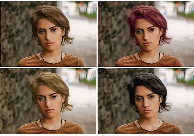 Exemples de couleurs de cheveux obtenues avec PhotoDiva