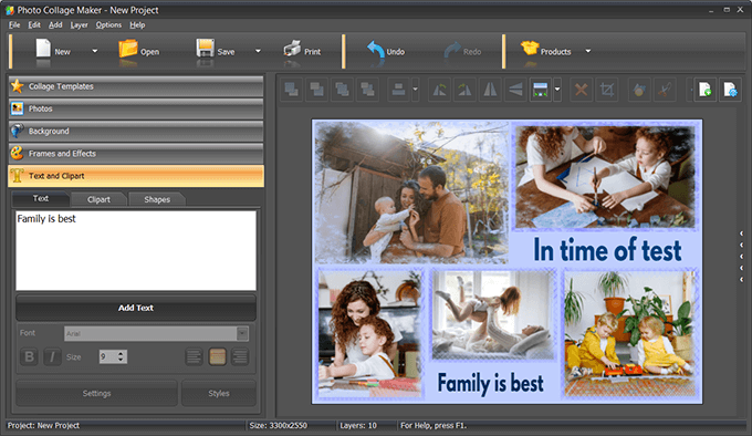 Add captions and clipart to your collage