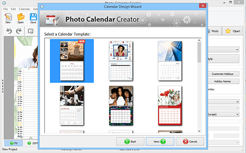 Choose calendar template