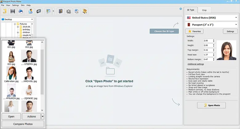 Open your picture in Passport Photo Maker