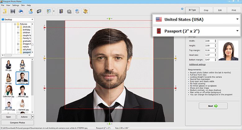 passport photo cropping tool