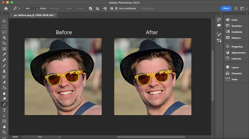 Get rid of a double chin with Photoshop