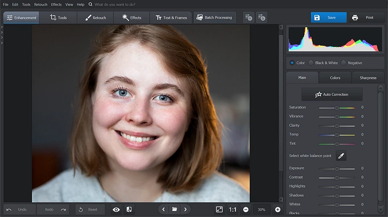 Open your portrait with double chin in PhotoWorks