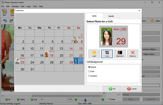 Add celebrants' pictures to the month grid