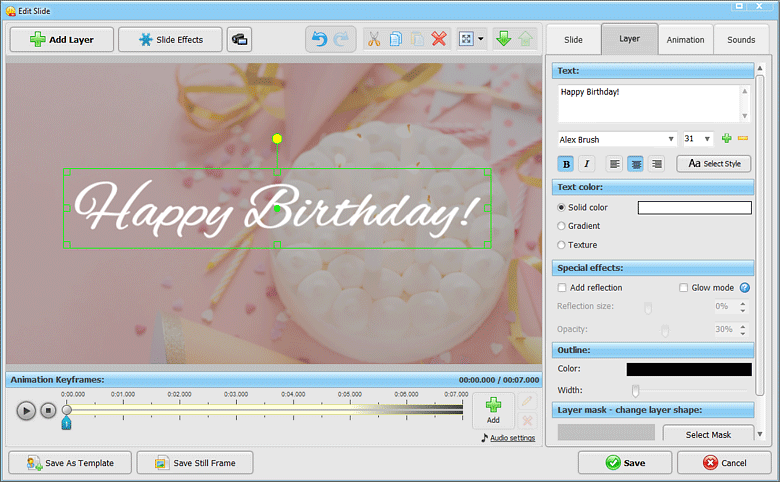 Add wishes to your birthday slideshow