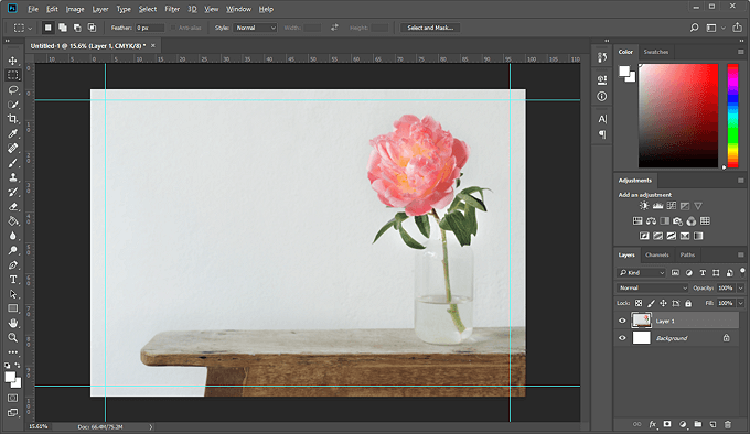 Create a new file, then add the background image to it