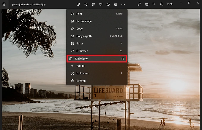 Display your photos as a slideshow in the Photos app