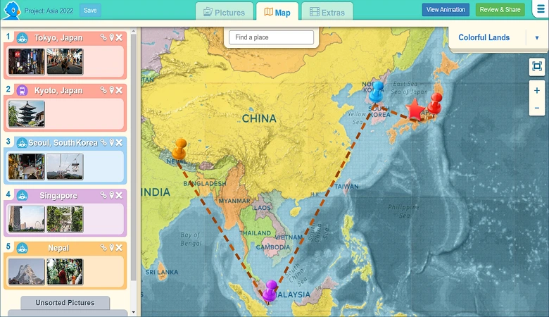 How To Make Travel Map Animation Pictramap Step2.webp