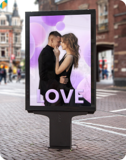 Portrait of a couple on a billboard