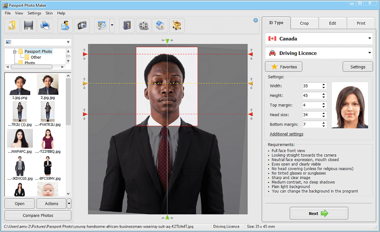 passport photo cropping tool