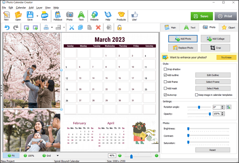 Customize your calendar design with photos