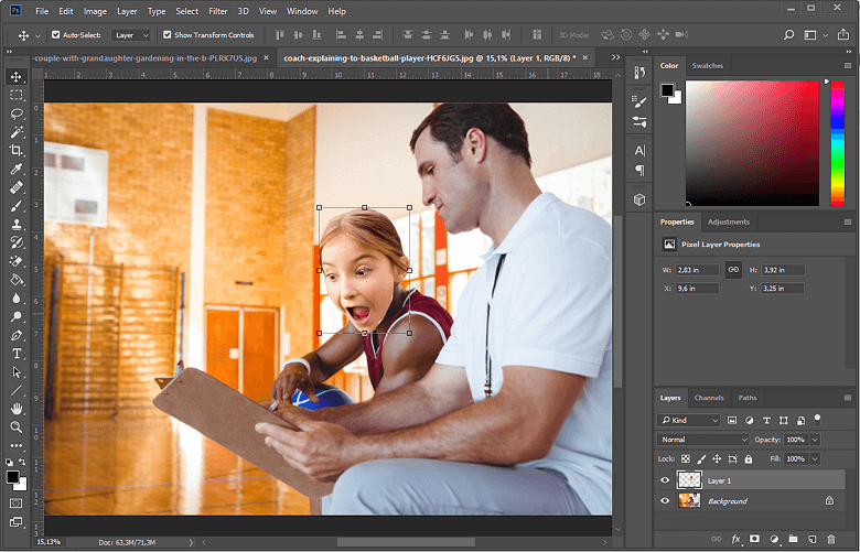 Resize the face layer