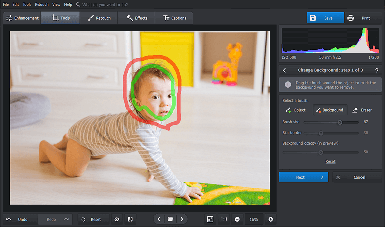 Mark the rest of the picture with the red brush